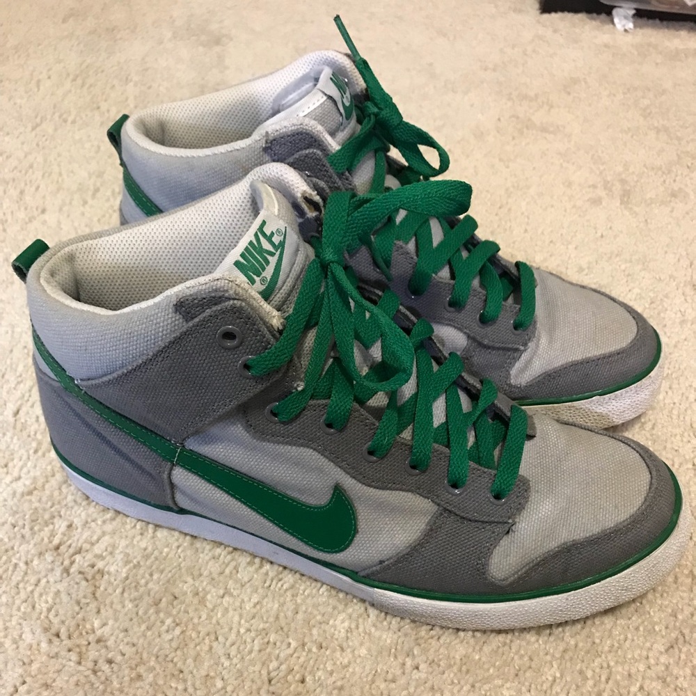 Grey and Green Nikes